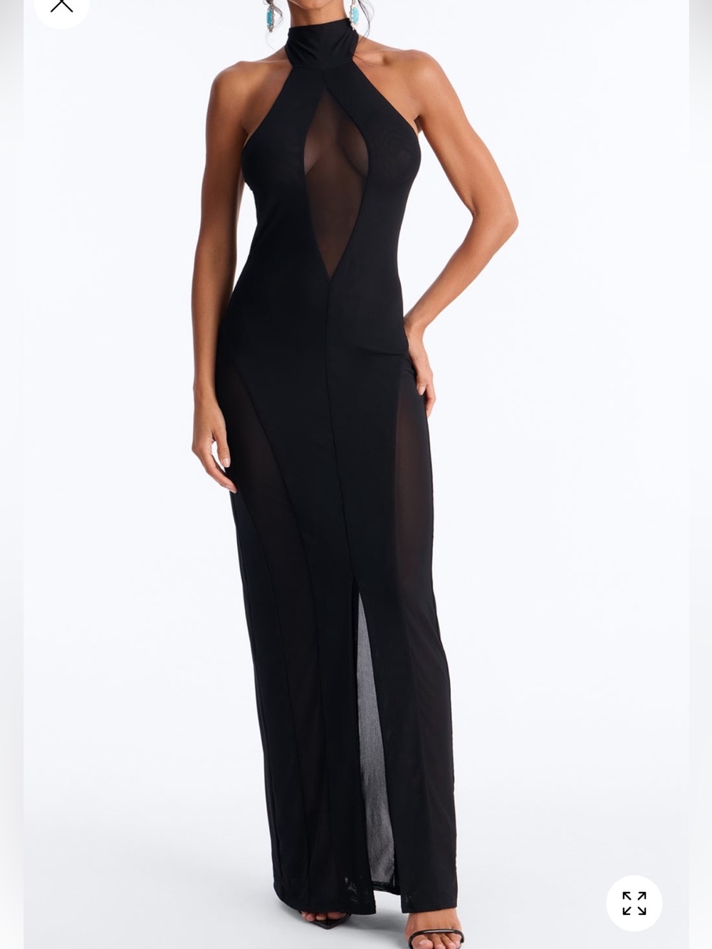 Black Sheer Panel Maxi dress